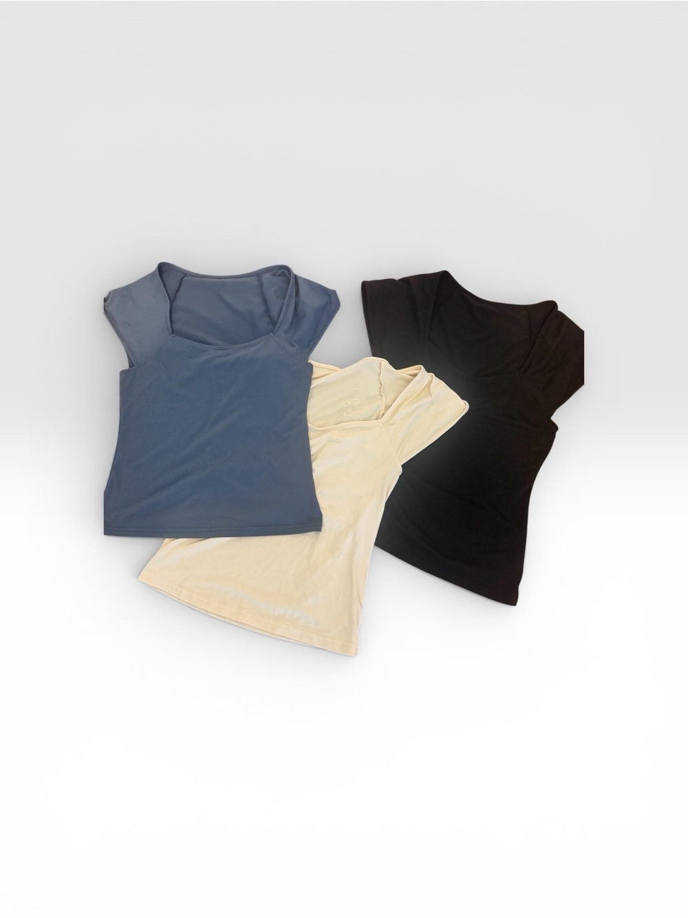 Women’s Short Sleeve Scoop Neck Tops BUNDLE- Black, Blue, Cream